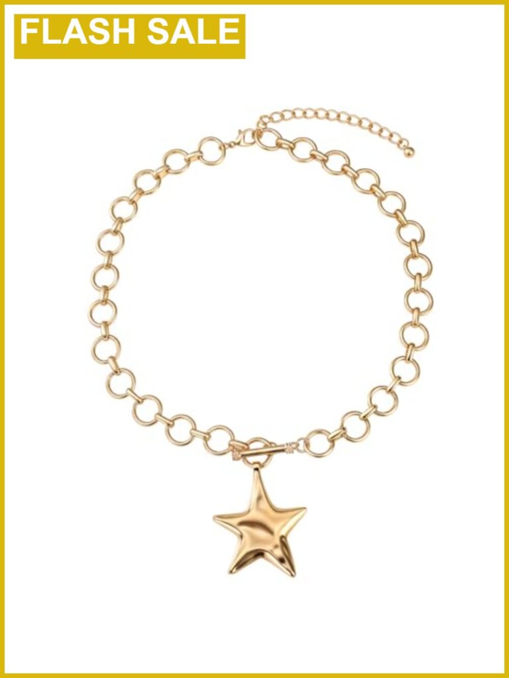 Chunky Hammered Gold Cross Star Puffy Heart Necklace